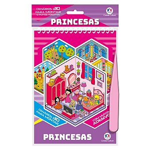 Livro Cenários 3D para Montar com Adesivos - Princesas - Ciranda Cultural