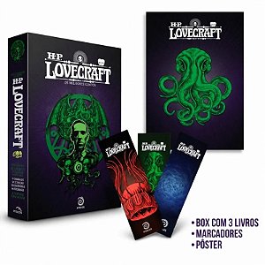 Box com 3 Livros - H. P. Lovecraft: O Melhores Contos + Pôster + Marcadores