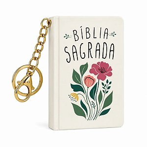 Livro com Chaveiro - Bíblia Sagrada (Floral) - Editora Kairós
