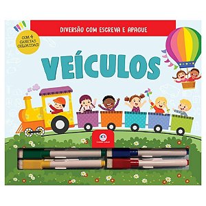 Livro Diversão com Escreva e Apague: Veículos - Com 4 Canetas - Ciranda Cultural