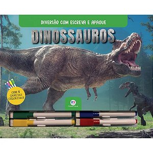 Livro Diversão com Escreva e Apague: Dinossauros - Com 4 Canetas - Ciranda Cultural