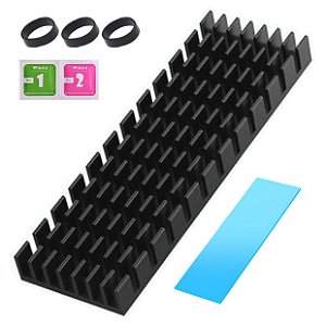 Dissipador para ssd m2 nvme e ngff 2280 6mm em alumínio + thermal pad, alta eficiência e maior refrigeração