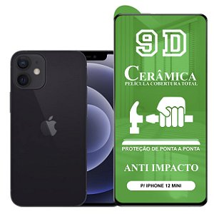 Película 9D Cerâmica Compatível com iPhone 12 Mini - Protetora Anti Impacto Queda Choque Shock Flexível Nano Gel