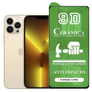 Película 9D Cerâmica Compatível com iPhone 13 Pro - Protetora Anti Impacto Queda Choque Shock Flexível Nano Gel