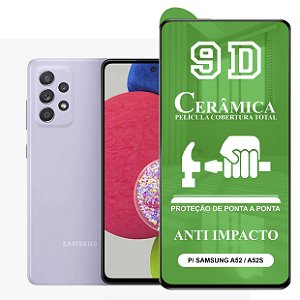 Película 9D Cerâmica P/ Samsung Galaxy A52 A52S - Protetora Anti Impacto Queda Choque Shock Flexível Nano Gel