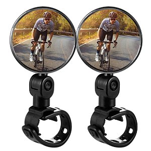 Kit 2un Espelho Retrovisor Bicicleta Bike Convexo 360º Giratório P/ Guidão Ampla Visão e Maior Segurança no Pedal