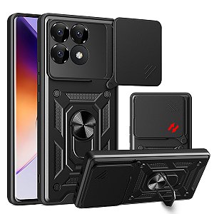 Capa Capinha Case para Poco F6 Pro - Protetora Resistente Anti Impacto Queda Armadura Militar Cor:Preto