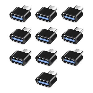 Kit 10x Adaptador Plug OTG Conversor Usb Tipo A Fêmea Para Usb C Macho Celular Tablet Notebook