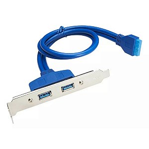 Adaptador Placa Traseira USB 3.0 com 2 Portas – Conector Interno 20 Pinos para Painel Traseiro