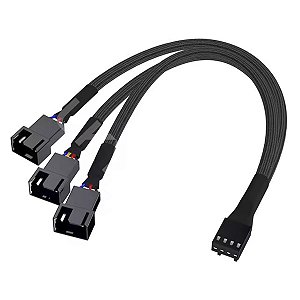 Cabo Divisor 1 para 3 Ventoinhas Coolers PWM com Malha Protetora – Conector para Placa-Mãe Fan Cooler PC