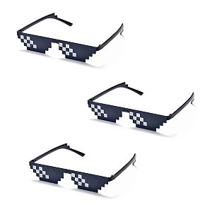 3x Óculos Thug Life Pixel Vida Loka Turn Down For What Meme Bolsonaro Mito Festa