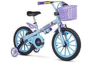 Bicicleta Aro 16 Infantil Nathor Frozen Azul/Violeta