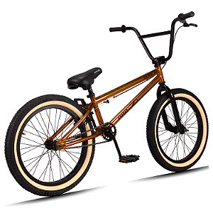 Bicicleta Bmx Série 10 Aro 20 Aço Hi-Ten K7 Dourada