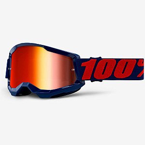 Óculos 100% Strata Goggle Bike DH Motocross Freeride Azul Lente Vermelho