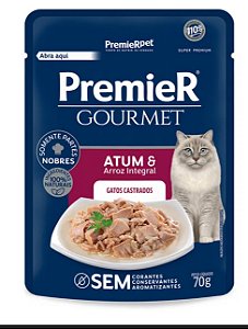 Ração Úmida Premier Gourmet Atum e Arroz Integral para Gatos Adultos Sachê 70g