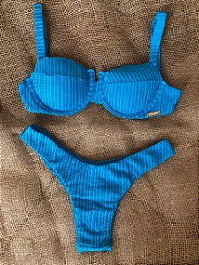 Top Tabata e Tanga Fio Duplo Azul