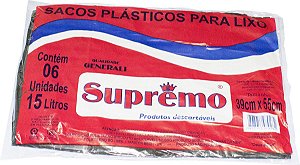 6 SACO DE LIXO SUPREMO 15L
