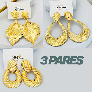 3 PARES DE BRINCO BIJU USO DIARIO