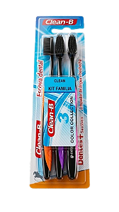 kit escova dental com 3 unidades macia clean-b