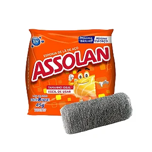 Esponja lã de Aço Assolan- 45g com 8 unidades