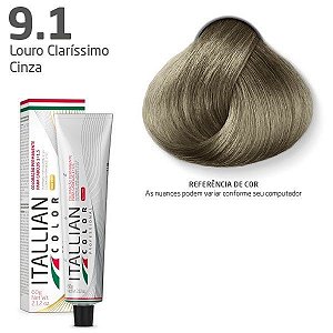 Coloração Itallian Color Louro Clarissímo Cinza 9.1 60g