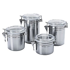 Conjutos de potes inox com tampa hermética para mantimentos