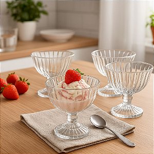 Jogo com 4 Taças de Vidro para Sobremesa capacidade 200 ml