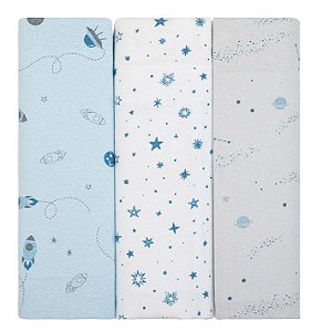 Kit Cueiro Composê Papi - 3 Peças - Espaço - Tecido Flanelado - 80 x 80 cm