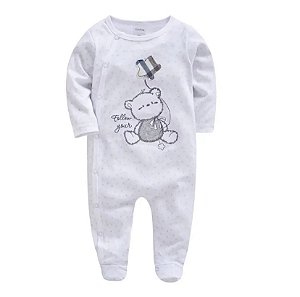 Macacão de bebê de algodão - Branco - Tam. 0 a 3 meses