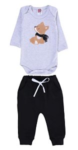 Conjunto Bebê Body Manga Longa e Calça Raposa Menino Baby Bee- Tam. M