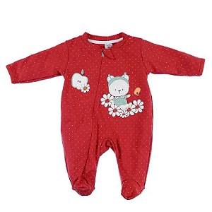 Macacão com pé - Ursinha Vermelho - Tam. RN ao M - Nilly Baby