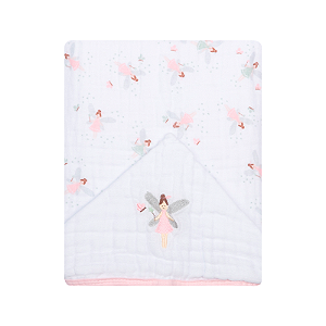 Toalha de banho soft com capuz bordada - Fadinhas - Papi