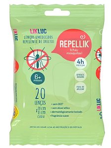Lenços Repellik - Lenço Repelente - Pacote com 20 lenços - Likluc