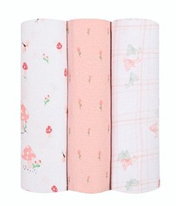 Cueiro Flanelado Papi - Cogumelos - 80Cm X 80Cm Contem 03 Un