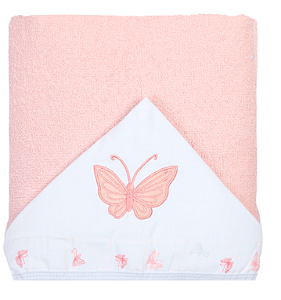 Toalhão de banho felpuda forrada com capuz 1,35m x 80cm - Borboleta - Papi