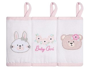 Paninho de Boca Babete Gifts Papi Friends C/Prendedor De Chupeta - Oncinha e Gatinha - 3 Unidades - Papi