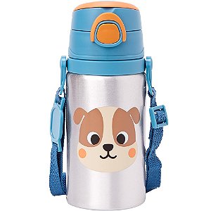 Garrafinha De Aluminio Com Canudo Buba Zoo Cachorro