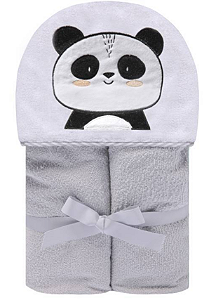 Toalha de banho Forrada com Capuz Papi Friends Panda - 90 cm x 70 cm