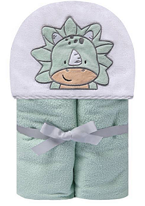 Toalha de banho Forrada com Capuz Papi Friends Dino - 90 cm x 70 cm