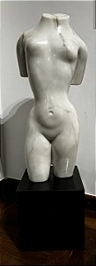 Escultura em mármore Carrara italiano . TORSO. Bruno Giorgi. Assinada na peça. Base 25/25 cm Peso 21kg  Peça 63.50/28.00 cm Peso 35 kg  Altura total: 88.50 cm Peso total : 56 kg