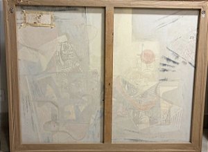 Pintura Roberto Burle Marx. Panneaux e tinta sobre tecido. 122/152 cm. Livre de qualquer ônus.