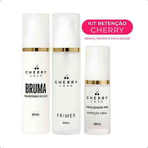 Kit Retenção Cherry Lash para Extensão de Cílios com Bruma + Finalizador + Primer