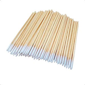 Palito de 70mm com Algodão para Limpeza de Henna Sobrancelha Unhas Kit com 100un
