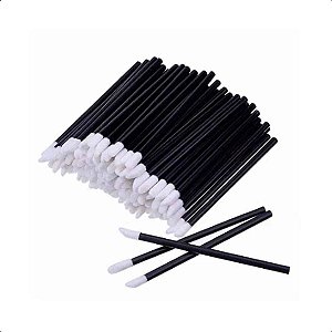 Aplicador Pincel Descartável Preto para Gloss Batom Limpeza Cílios Kit com 50un