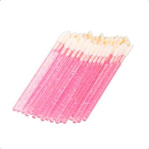 Aplicador Pincel Descartável com Glitter para Gloss Batom Limpeza Cílios Kit com 50un