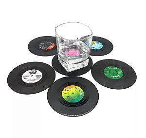 Porta copos disco vinil retrô