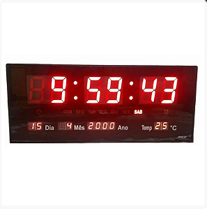 Relógio De Parede Digital Led Com Data, Mês, Ano e Temperatura 36cm