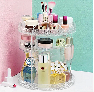 Organizador Porta Maquiagem Giratório 360° Acrílico Multifuncional
