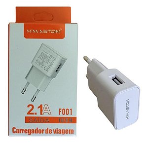 Fonte Carregador Adaptador Celular 5v 2.1A USB Bivolt F001 H'maston 