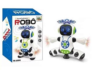 Brinquedo Robô Dançarino Movimento Som E Luz led 3D Giro 360